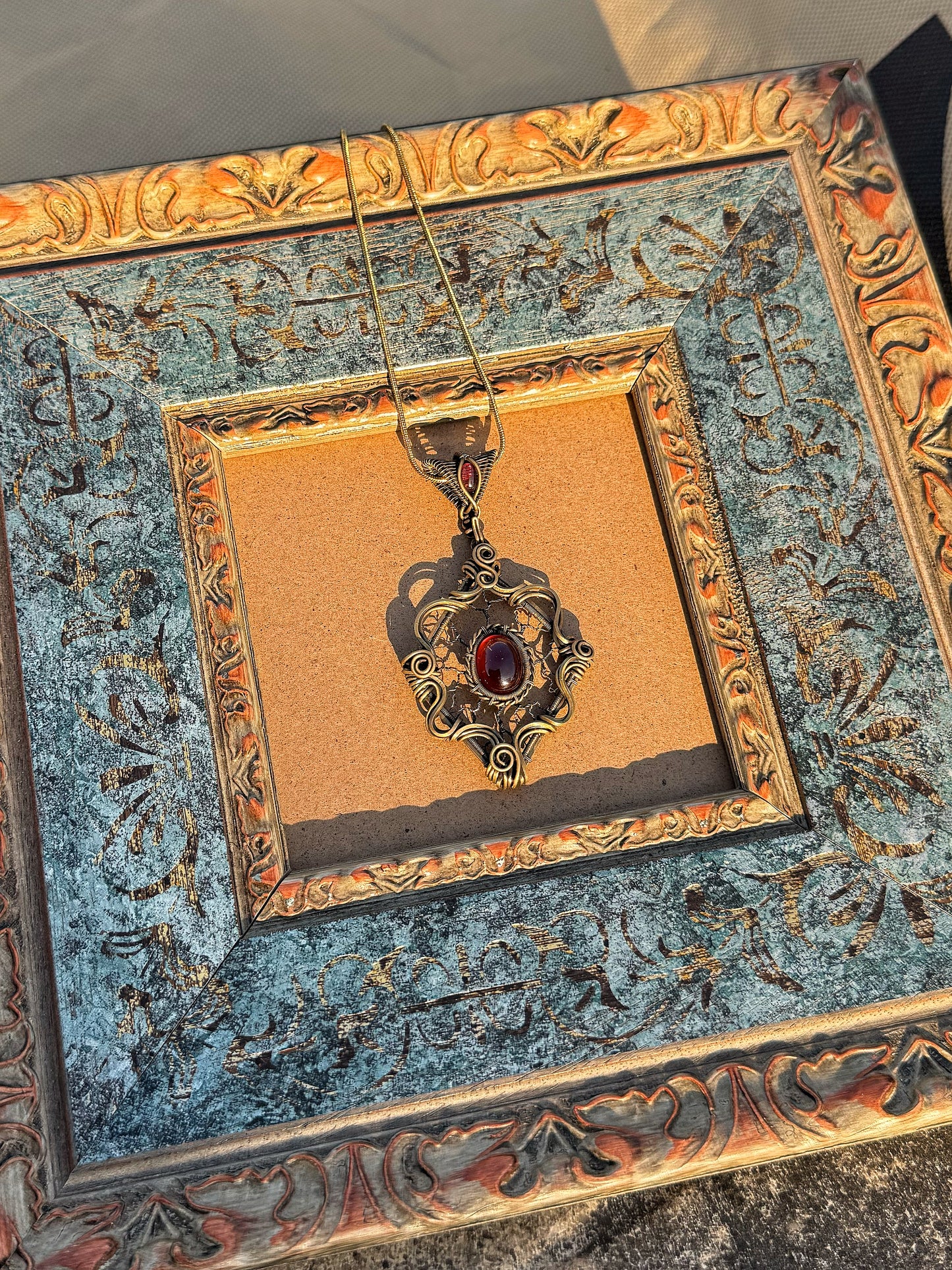 Victorian Filigree Paste Antique Pendant Necklace