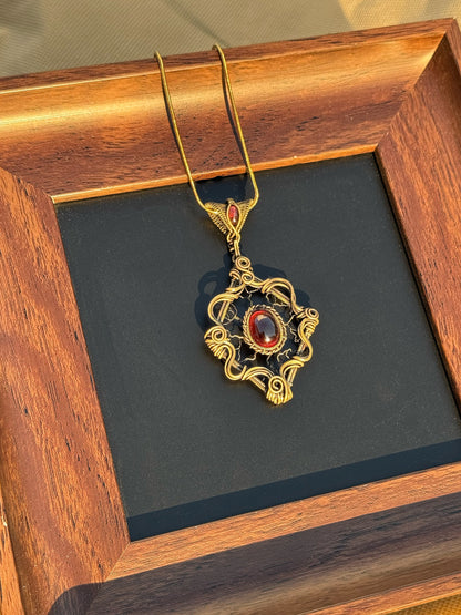 Victorian Filigree Paste Antique Pendant Necklace