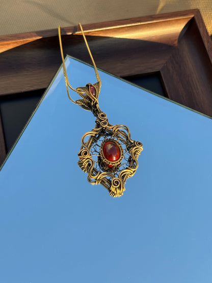 Victorian Filigree Paste Antique Pendant Necklace