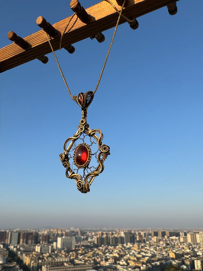 Victorian Filigree Paste Antique Pendant Necklace