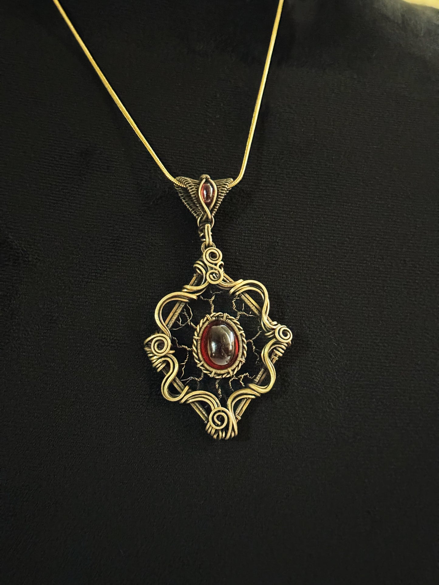 Victorian Filigree Paste Antique Pendant Necklace