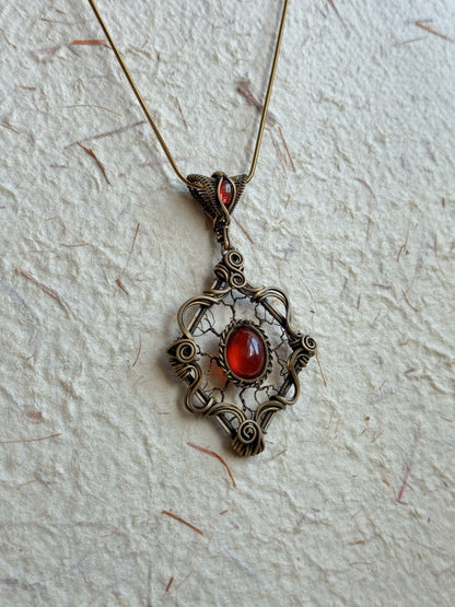 Victorian Filigree Paste Antique Pendant Necklace