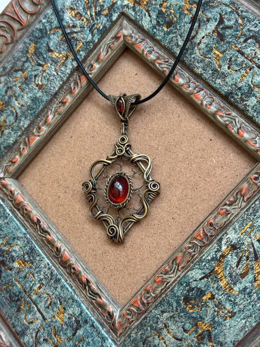 Victorian Filigree Paste Antique Pendant Necklace