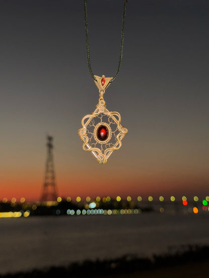 Victorian Filigree Paste Antique Pendant Necklace