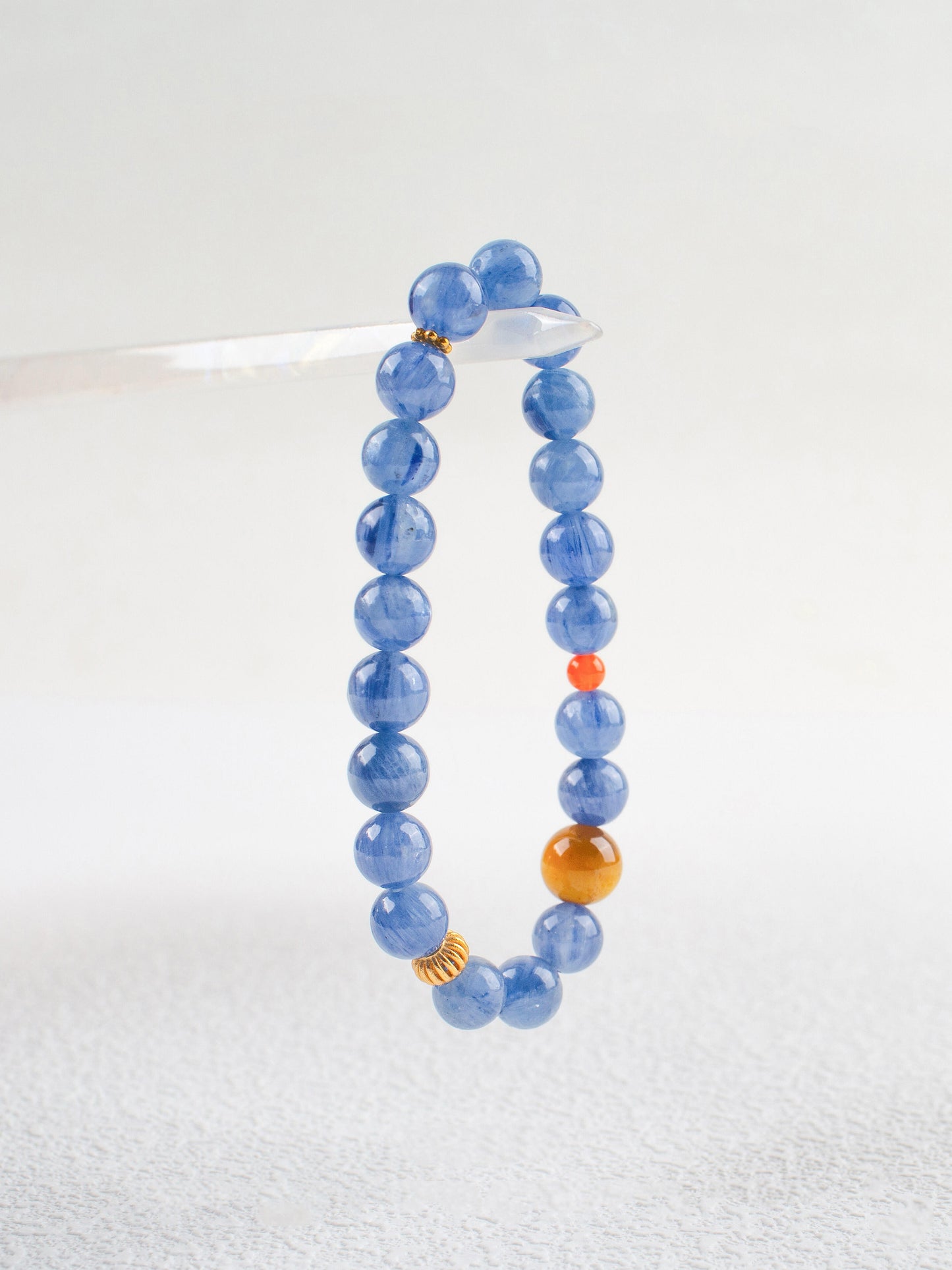 Golden Tiger's Eye & Kyanite Quartz Crystal Bracelet