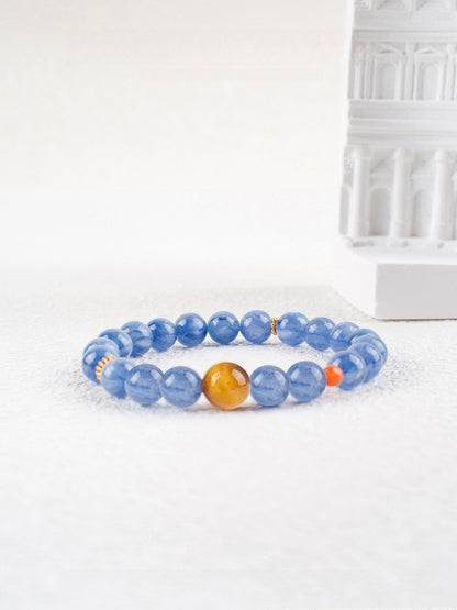 Golden Tiger's Eye & Kyanite Quartz Crystal Bracelet