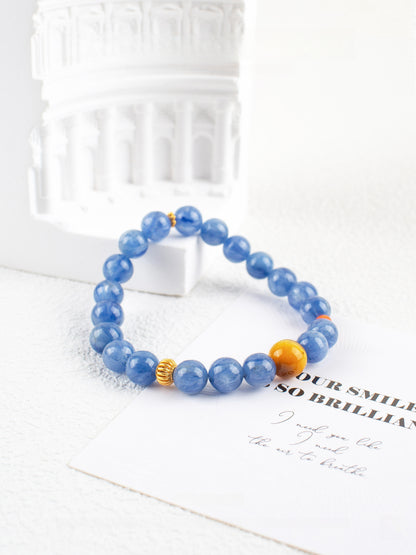 Golden Tiger's Eye & Kyanite Quartz Crystal Bracelet