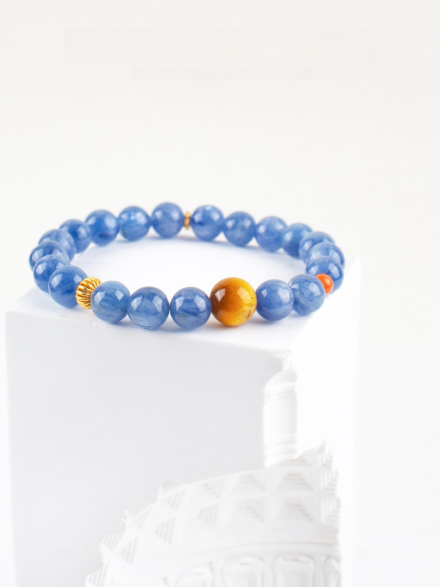 Golden Tiger's Eye & Kyanite Quartz Crystal Bracelet