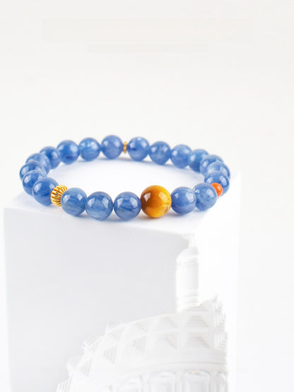 Golden Tiger's Eye & Kyanite Quartz Crystal Bracelet