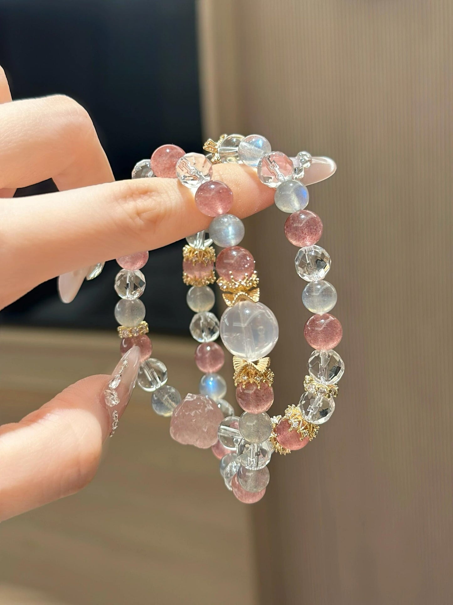 Peach Melody Quartz Crystal Bracelet