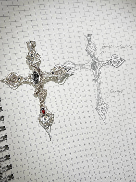 The Serpent and The Cross Pendant Necklace