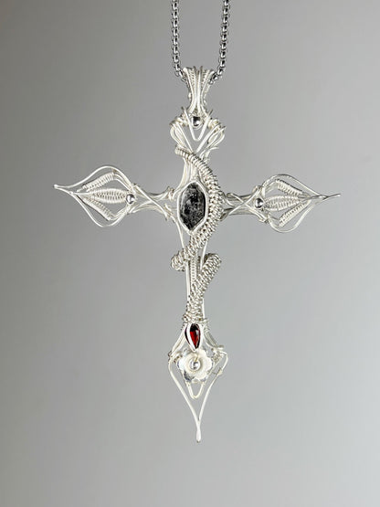 The Serpent and The Cross Pendant Necklace