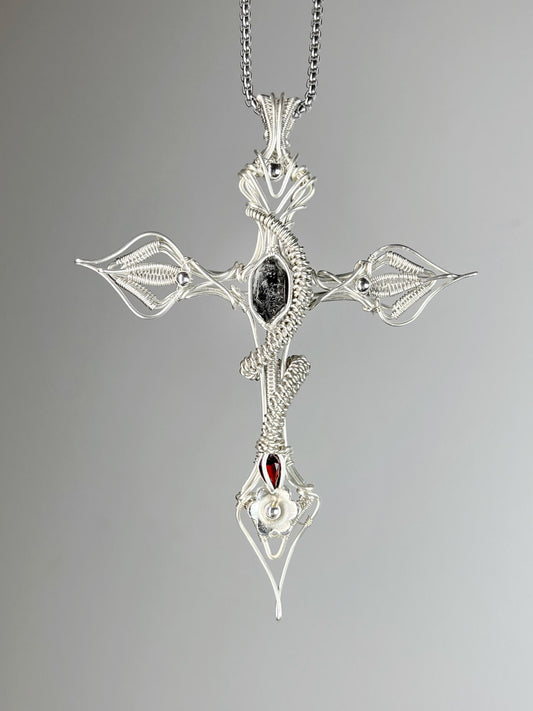 The Serpent and The Cross Pendant Necklace
