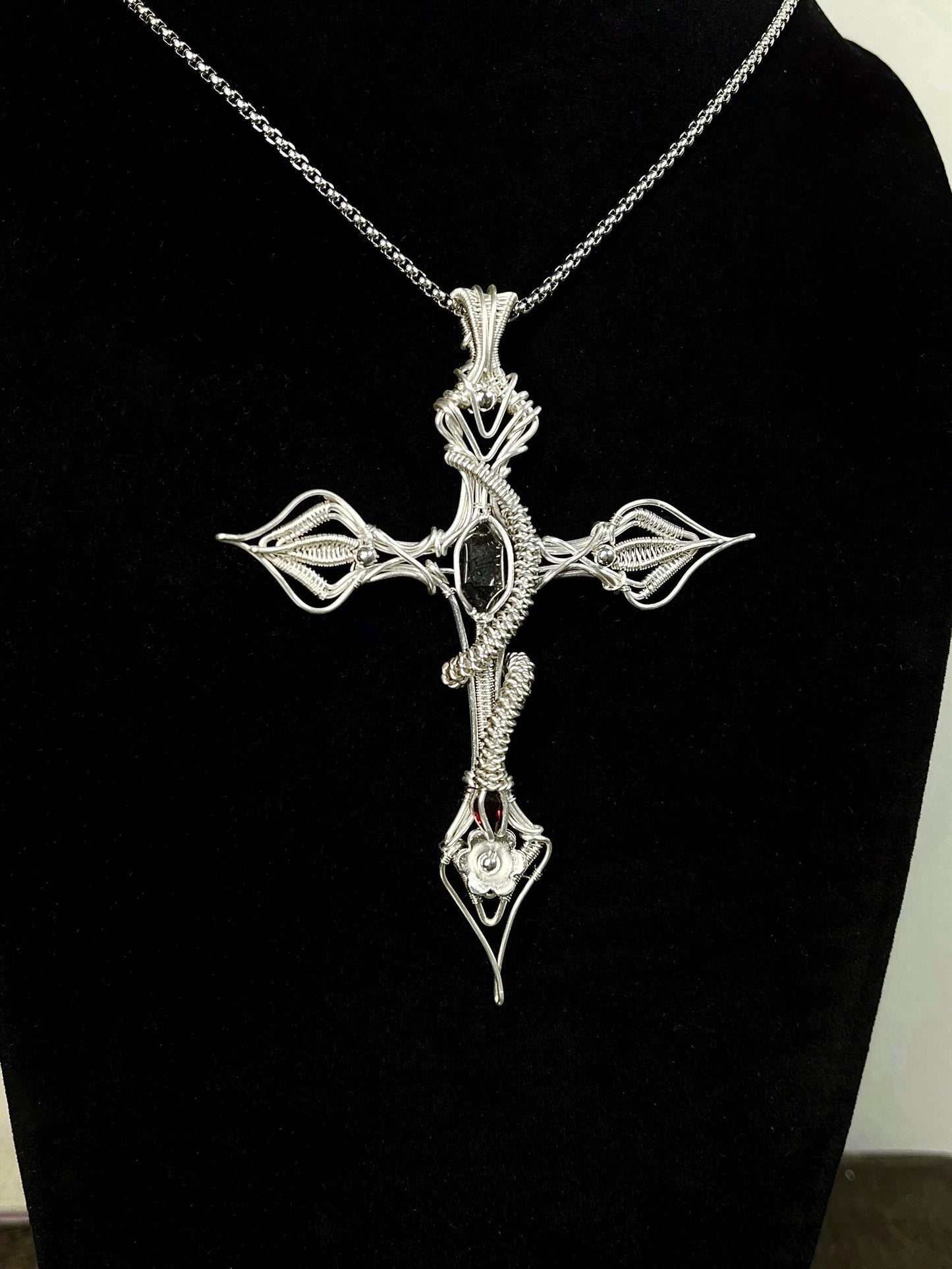 The Serpent and The Cross Pendant Necklace