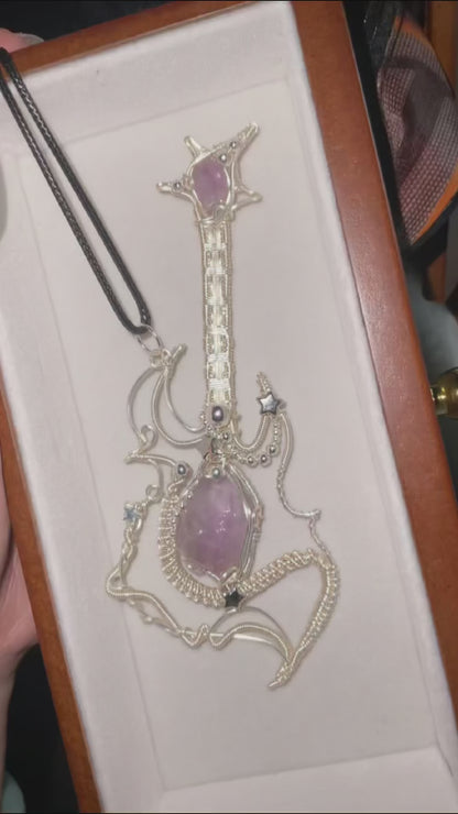 Bass Guitar Silver Pendant Necklace