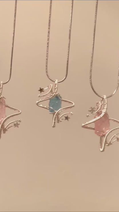 Astral Crystal Loop Pendant Necklace / Earings