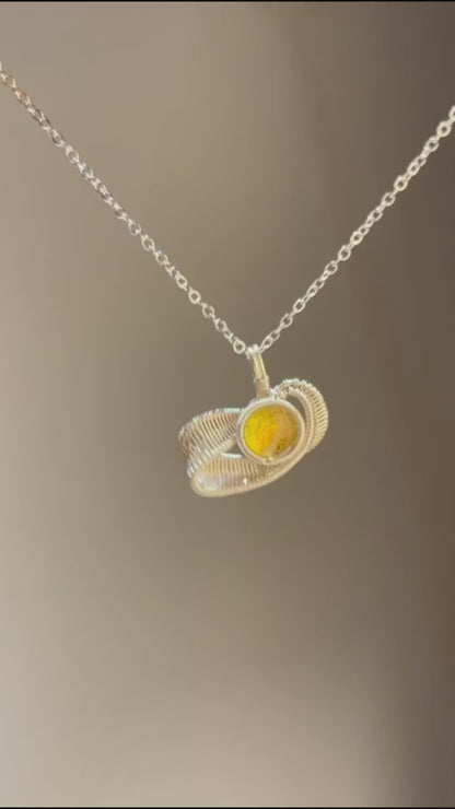 Handmade Fused Glass Ribbon Circle Necklace